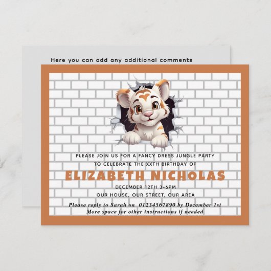 Schattigee Tijger Cub Peeking Out Nodig Sjabloon S Kaart (Voorkant / Achterkant)