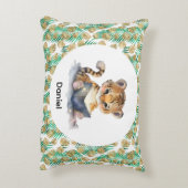 Schattigee tijger die een boek leest accent kussen (Achterkant (Verticaal))