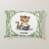 Schattigee tijger die een boek leest accent kussen (Achterkant)