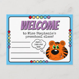 Schattigee tijger en regenboog kleuterschool welko briefkaart