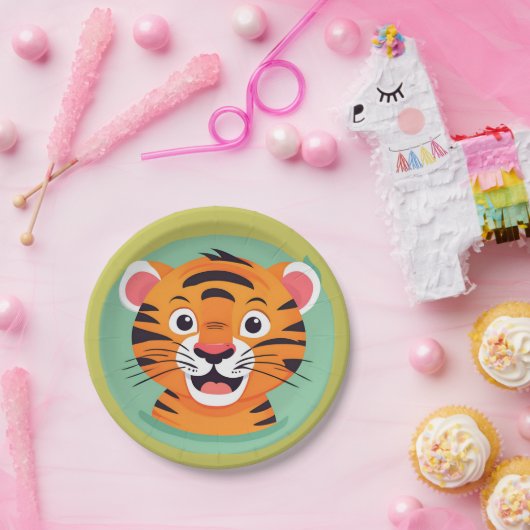 Schattigee tijger Face safari Wild oerwoud Verjaar Papieren Bordje (Feest)