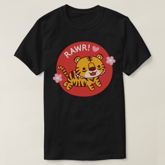 Schattigee tijger gaat rauw t-shirt (Design voorkant)
