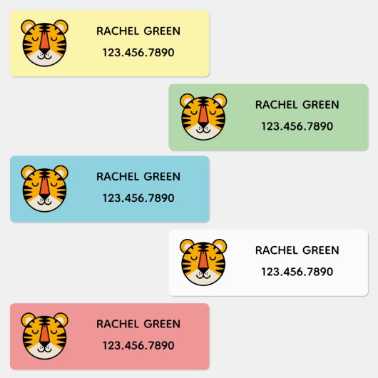 Schattigee Tijger Gepersonaliseerde Naam Labels | (Groep)