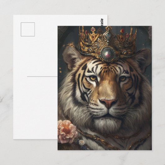 Schattigee tijger in een kroon briefkaart (Voorkant / Achterkant)