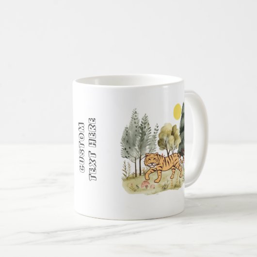 Schattigee Tijger met aangepaste tekst Koffiemok (Voorkant rechts)