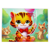 Schattigee tijger met ballonillustratie groot cadeauzakje (Achterkant)