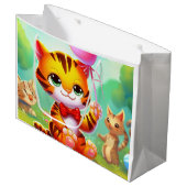 Schattigee tijger met ballonillustratie groot cadeauzakje (Voorkant Gekanteld)