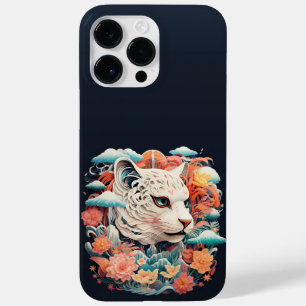 Schattigee Tijger met bloemetjes Papier Knipsel Case-Mate iPhone 14 Pro Max Hoesje