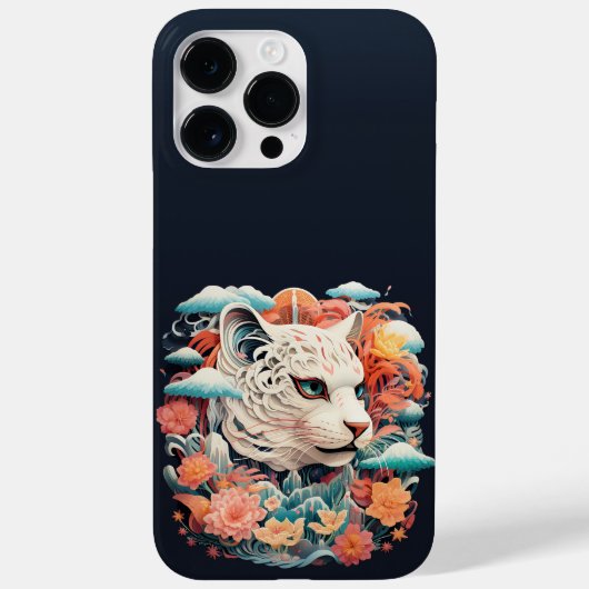 Schattigee Tijger met bloemetjes Papier Knipsel Case-Mate iPhone Case (Achterkant)