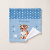 Schattigee tijger Naam toevoegen Polka Dots Stars  Washandje (Wasdoekje)