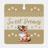 Schattigee tijger shhh voeg naam is slapen bruin metalen ornament (Achterkant)