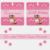 Schattigee tijger shhh voeg naam is slapende roze metalen ornament