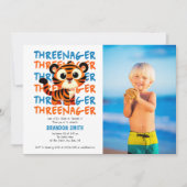 Schattigee Tijger Threenager Jongen 3e Verjaardags Kaart (Voorkant)