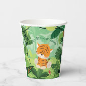Schattigee Tijger Verjaardagsfeestje Aangepaste Ki Papieren Bekers (Achterkant)
