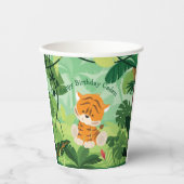 Schattigee Tijger Verjaardagsfeestje Aangepaste Ki Papieren Bekers (Voorkant)
