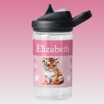 Schattigee tijger Voeg naam toe met sterren kinder Waterfles<br><div class="desc">CamelBak Eddy® waterfles voor kinderen. Personaliseer met een naam. Deze waterfles heeft een schattige tijger met sterren in de kleuren roze en wit.</div>