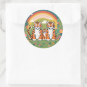 Schattigee tijgerfamilie ronde sticker (Tas)