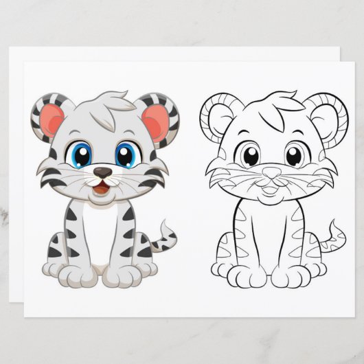 Schattigee tijgerkleurplaat (Voorkant / Achterkant)