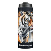 Schattigee tijgerliefhebbers Naam toevoegen Thermosbeker (Voorkant)