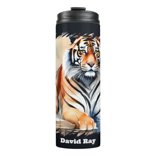 Schattigee tijgerliefhebbers Naam toevoegen Thermosbeker (Voorkant)