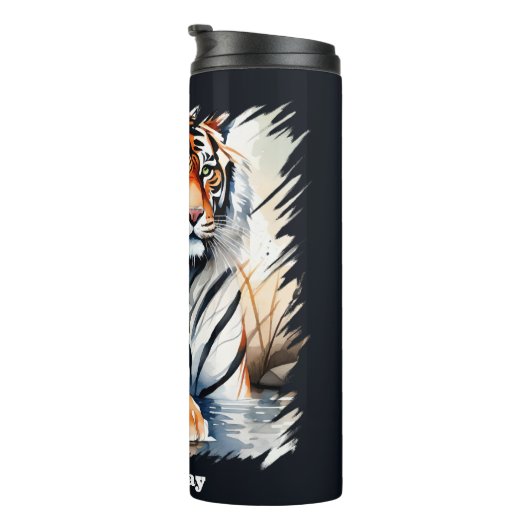 Schattigee tijgerliefhebbers Naam toevoegen Thermosbeker (Geroteerd rechts)