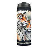 Schattigee tijgerliefhebbers Naam toevoegen Thermosbeker (Voorkant)