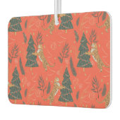 Schattigee tijgers en kerstbomen op sinaasappel luchtverfrisser (Links)