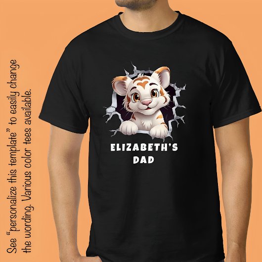 Schattigee tijgerwelp gluren uit Hole White F Part T-shirt