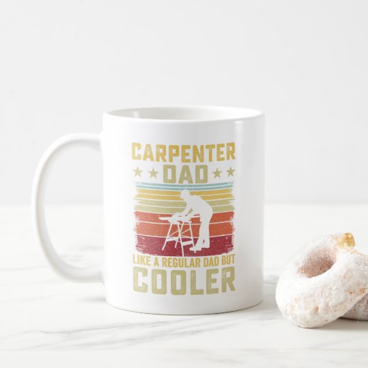 Schattigee Timmerman Cool Dad Retro Gift Koffiemok (Met donut)