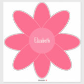 Schattigee tinten roze bloem en naam sticker (Vel)
