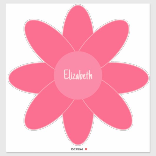 Schattigee tinten roze bloem en naam sticker (Vel)