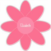 Schattigee tinten roze bloem en naam sticker (Voorkant)