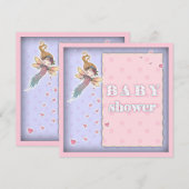 Schattigee Tiny Fairy en Hearts Girl Baby shower U Kaart (Voorkant / Achterkant)