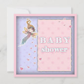 Schattigee Tiny Fairy en Hearts Girl Baby shower U Kaart (Voorkant)