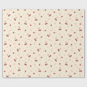 Schattigee Tiny Pink Red Cherries Hearts Bows Crea Cadeaupapier (Vlak)
