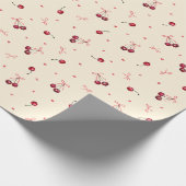 Schattigee Tiny Pink Red Cherries Hearts Bows Crea Cadeaupapier (Hoek)