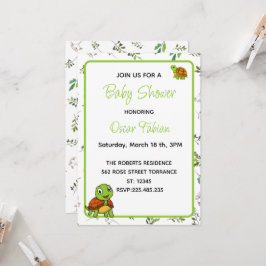 Schattigee Tiny Turtles baby shower uitnodiging