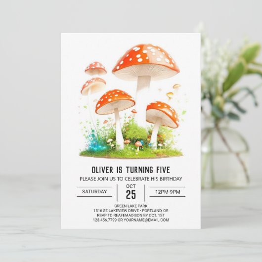 Schattigee Toadstool Kingdom Kids Verjaardag Kaart (Staand voorkant)