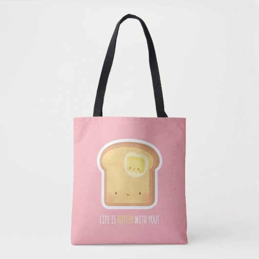 Schattigee Toast en Boter Amusing Puns Canvas tas (Voorkant)