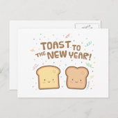Schattigee Toast op het Nieuwjaar Pun Humor Groet Feestdagenkaart (Voorkant / Achterkant)