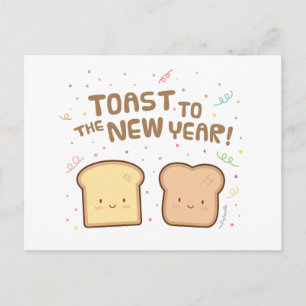 Schattigee Toast op het Nieuwjaar Pun Humor Groet Feestdagenkaart