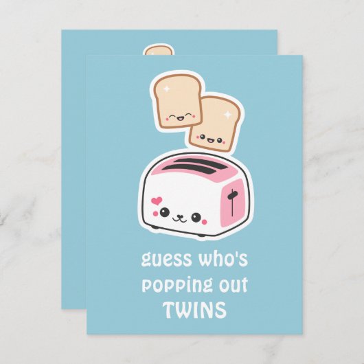 Schattigee Toast Twins Baby Shower Uitnodigingen (Voorkant / Achterkant)