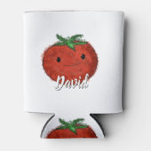 Schattigee Tomaat Waterverf Aangepaste naam Blikjeskoeler (Voorkant)