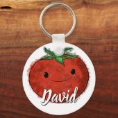 Schattigee Tomaat Waterverf Aangepaste naam Sleutelhanger (Voorkant)