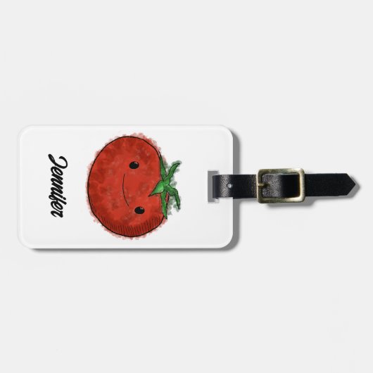 Schattigee Tomaat Waterverf Bagagelabel (Voorkant horizontaal)