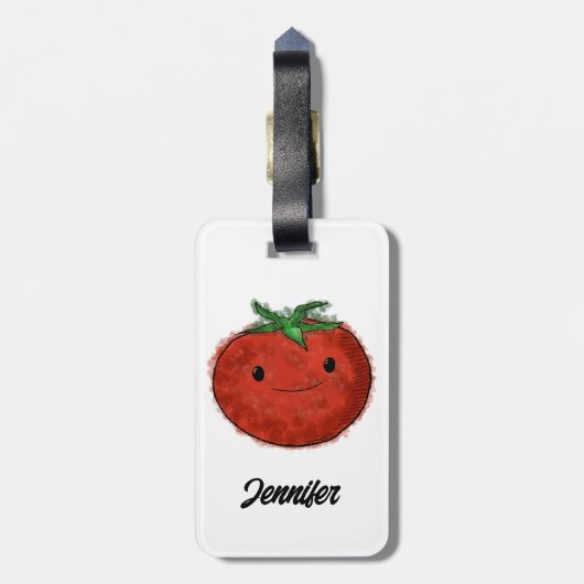 Schattigee Tomaat Waterverf Bagagelabel (Achterkant verticaal)
