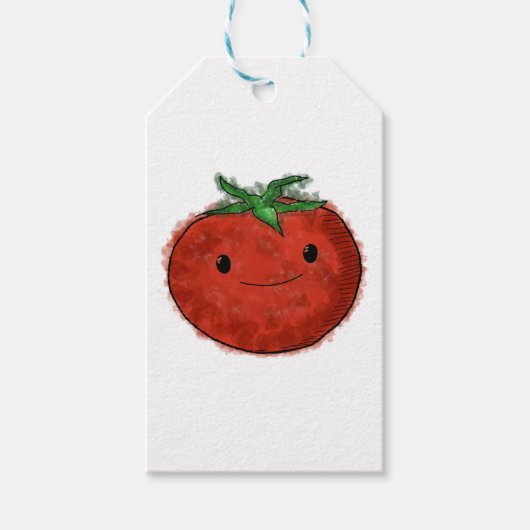 Schattigee Tomaat Waterverf Cadeaulabel (Voorkant)