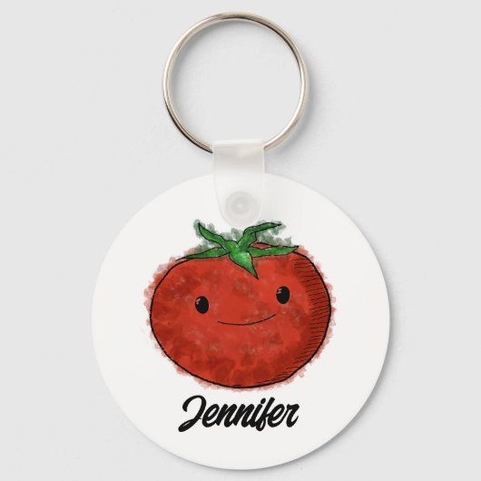 Schattigee Tomaat Waterverf Sleutelhanger (Voorkant)