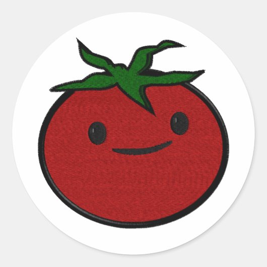 Schattigee tomatenborduurprint ronde sticker (Voorkant)