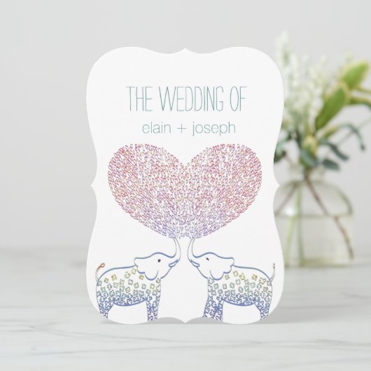 Schattigee Tons van LIEFDE Olifant hart bruiloft u Kaart (Staand voorkant)